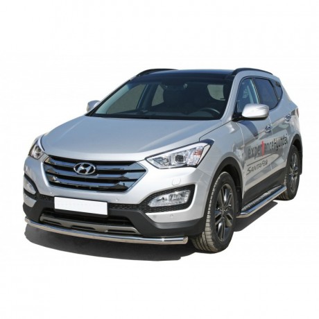 Защита переднего бампера «Труба» (d63,5) для Hyundai Santa Fe (2012-2016)(Окрашенное) купить недорого с доставкой в Боровичи